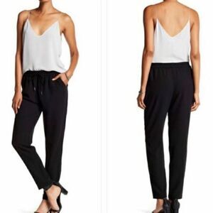 Joie Black Pull On Elastic Drawstring Waist Straight Leg Relaxed Fit Pants SZ L